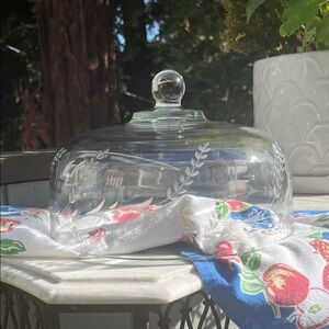 Glass Cake or Pie Dome with Etched Design